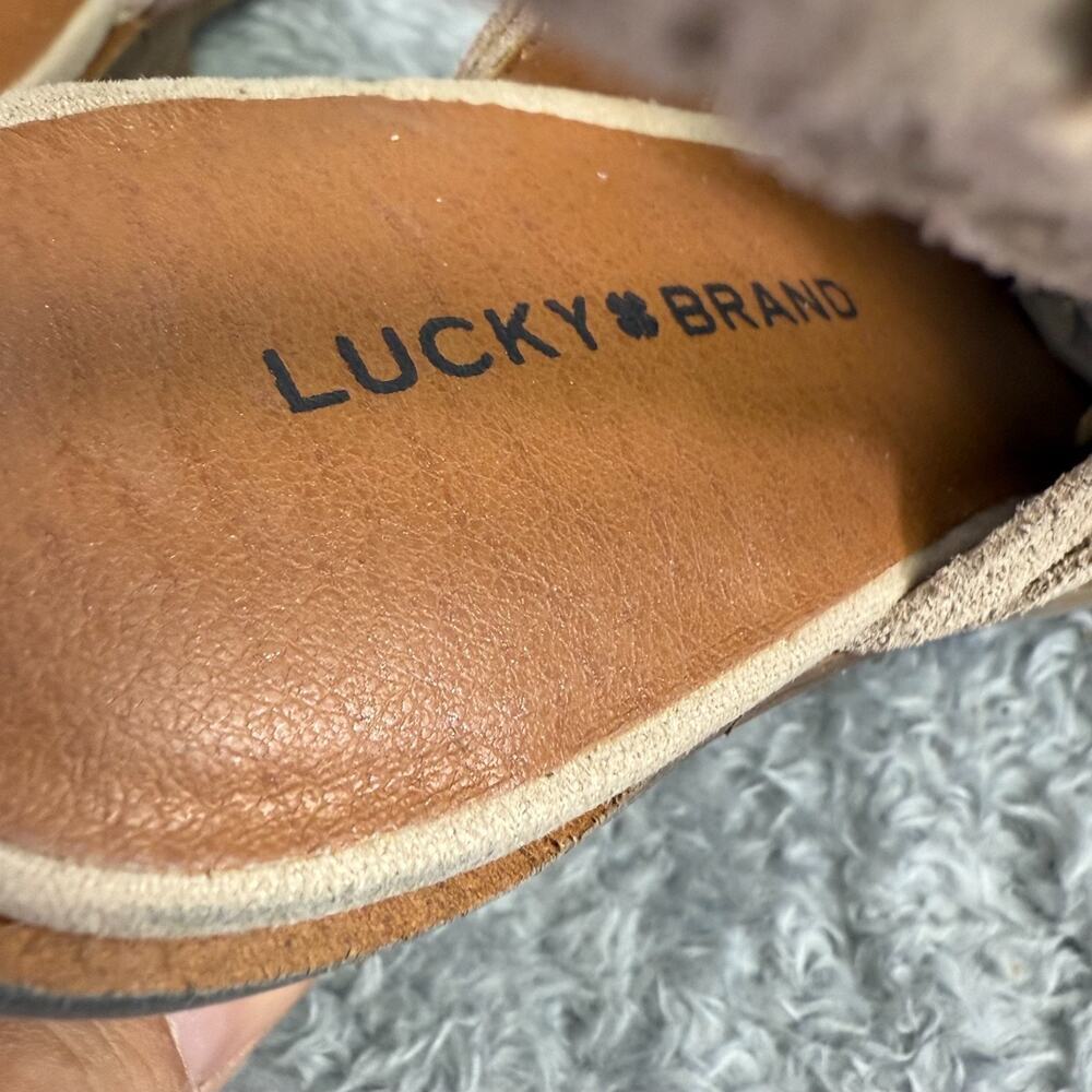 Lucky Brand Fenise Clogs Tan Coffee Suede Booties Women's Size 7.5 Backstrap - Picture 7 of 12